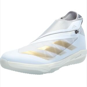 Adidas Men's Adizero Impact White Baseball Shoes with Gold Stripes